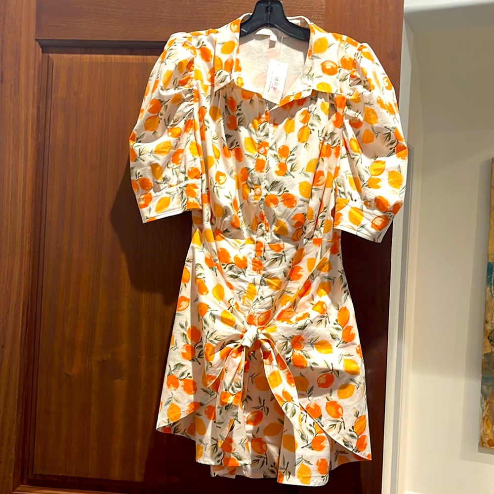 Hemline NWT! KARLIE Peach 🍑 Button Wrap Dress Size Large